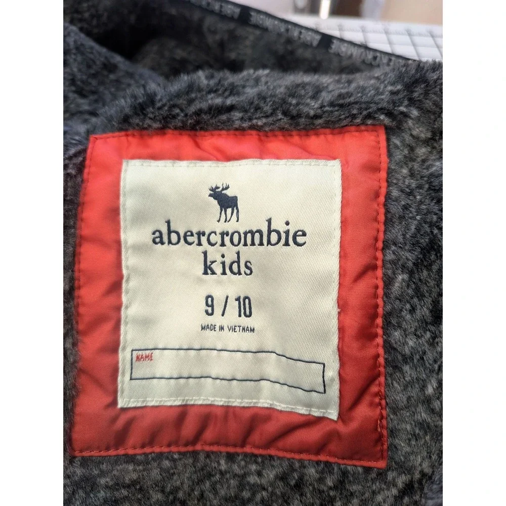 Abercrombie Kids 9/10 Red Ombre Puffer Hooded Jacket Faux Lined Full Zip Outdoor